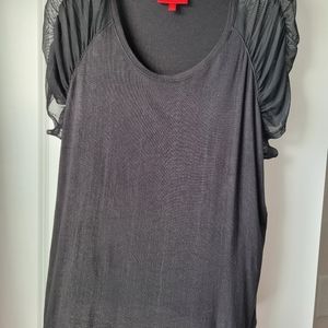 Jennifer Lopez shimmer shirt with ruched sleeves